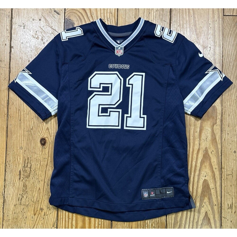 Dallas Cowboys #21 Ezekiel Elliott NFL Game Nike On Field Jersey - Youth Large